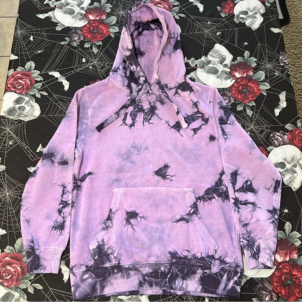 BRAND NEW PAPERBACK THICK AND COMFY PURPLE TIE DYE HOODIE MENS SIZE SMALL